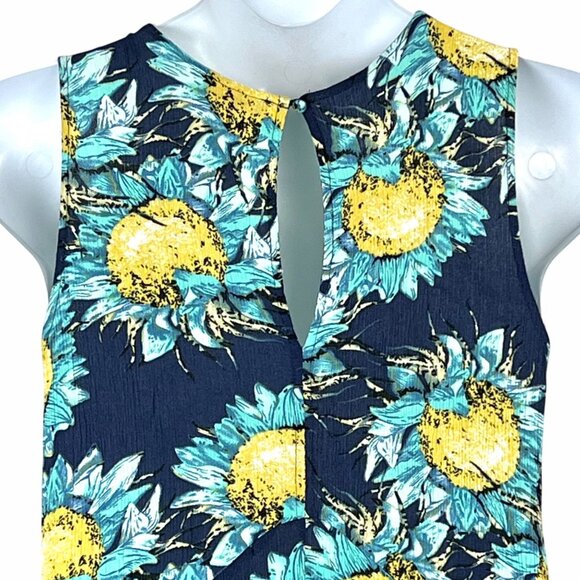 Summer Dress by Aakaa Size L Sunflower Print Sleeveless V-Neck Loose Flowy EUC - Picture 6 of 11